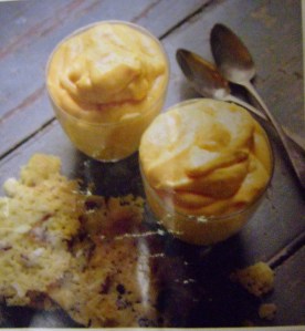 Apricot mousse and apricot tuiles